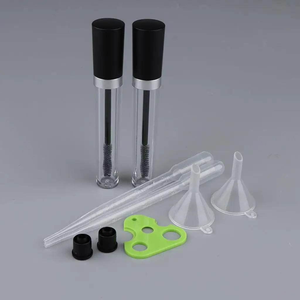 8 Ml Empty DIY Mascara Container with Cap (Black) with Wands -2Pack