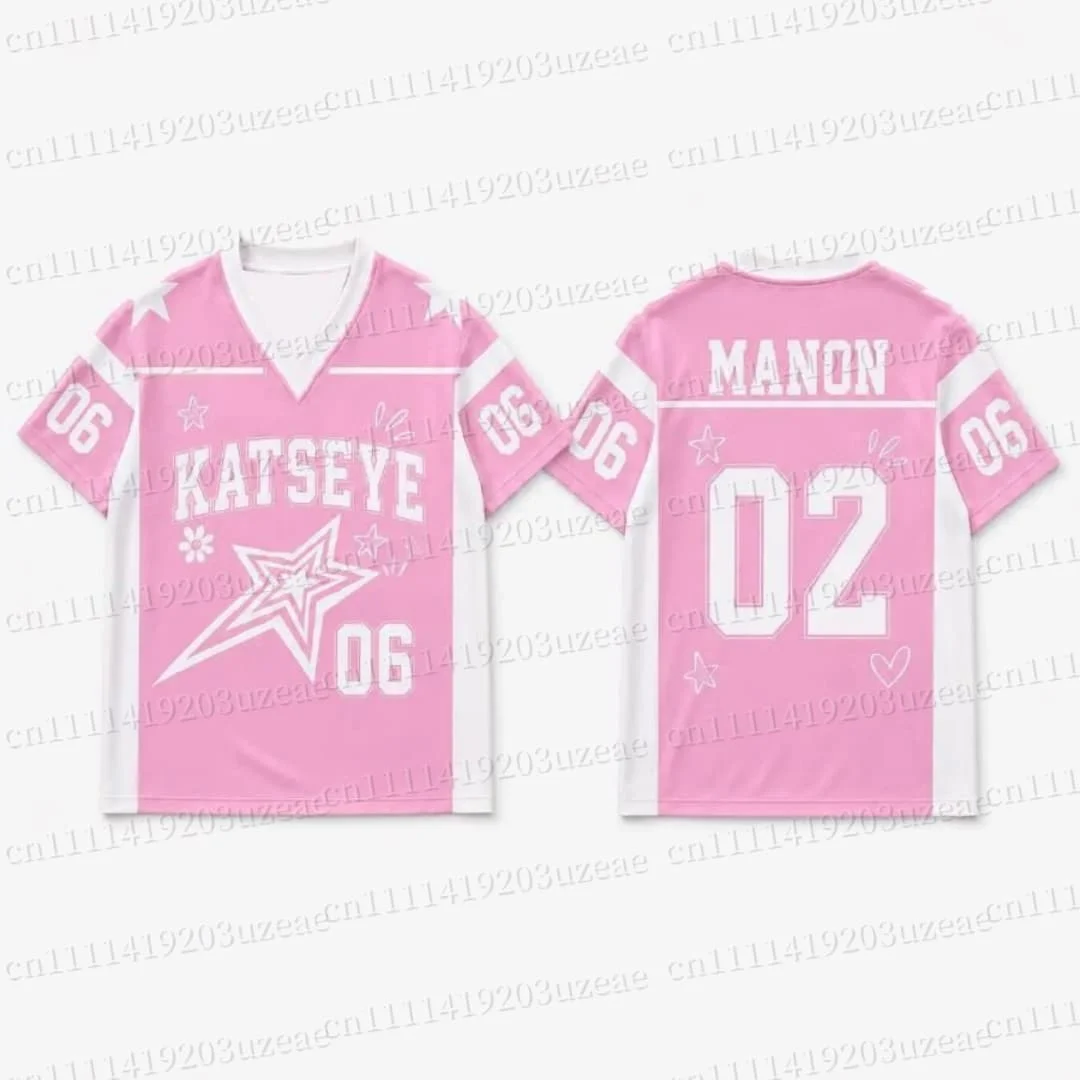 KATSEYE Pink Star Graphic T Shirt Kpop Concert Outfit Unisex Jersey Men Women Y2K Aesthetic Summer Short Sleeve Streetwear Tops