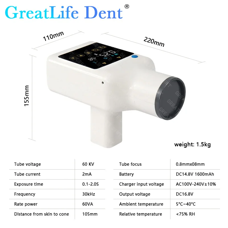 GreatLife-equipo Dental portátil para dentista, unidad de máquina de rayos X Digital, cámara de rayos X de alta frecuencia, imagen de Sensor RVG