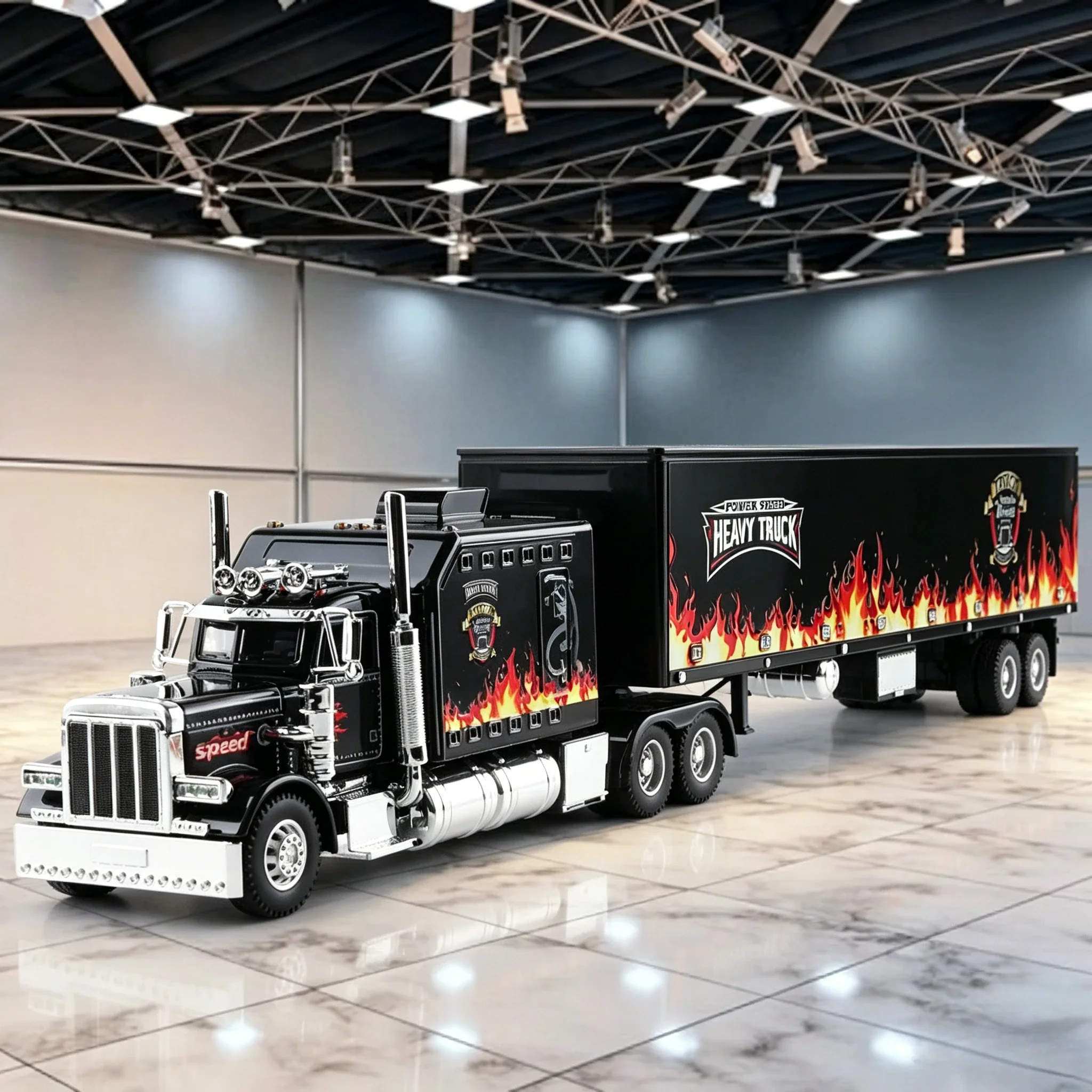 1:24 389 Truck Tractor Trailer Alloy Metal Diecast Model Car Home Decoration And Collectibles Hobby Display Gift