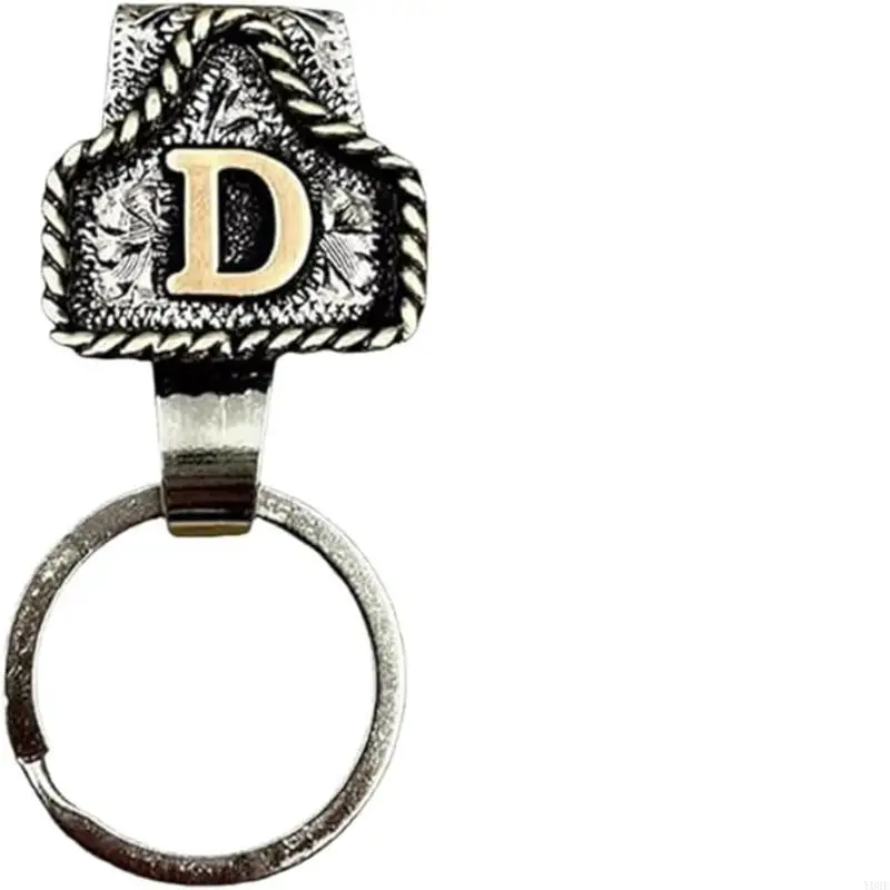 Western Cowboy Letter Keychain, Vintage Handmade Letter A-Zi Initial Keychain Clip, Personality Metal Chain for Belt Y08E