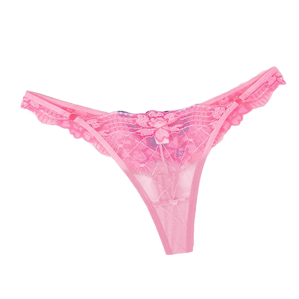 

Women Sheer Full Lace Perspective Thong Briefs Low Waist T Back Underpants Breathable Soft Underwear Bikini Solid Lingerie