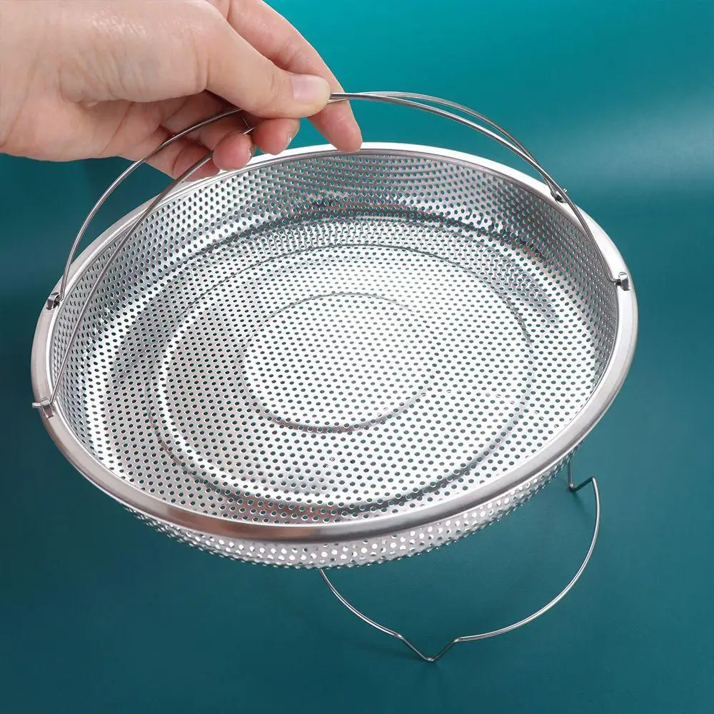 

With Tripod Bracket Stainless Steel Steamer Detachable Handle Fruit Cleaning Basket Steaming Basket Anti-scald Fine Holes