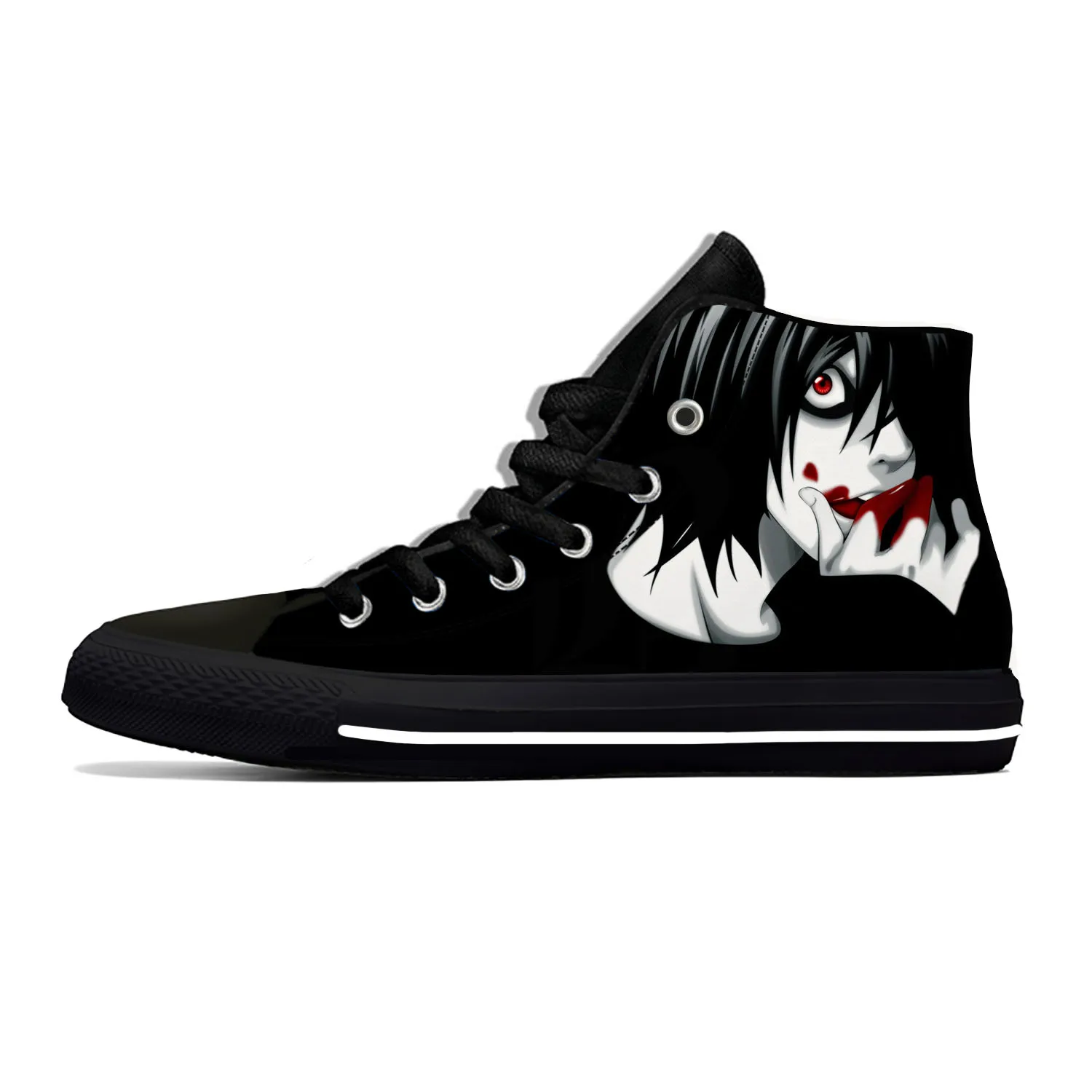 Japanese Anime Manga Cartoon Death Note L Lawliet Casual Cloth Shoes High Top Lightweight Breathable 3D Print Men Women Sneakers