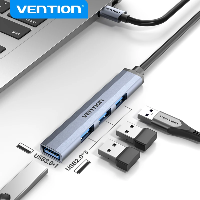 

Vention 4-Port USB 3.0 Hub High-Speed USB Splitter For Hard Drives Notebook PC Computer Accessories Flash Drive Mouse Keyboard