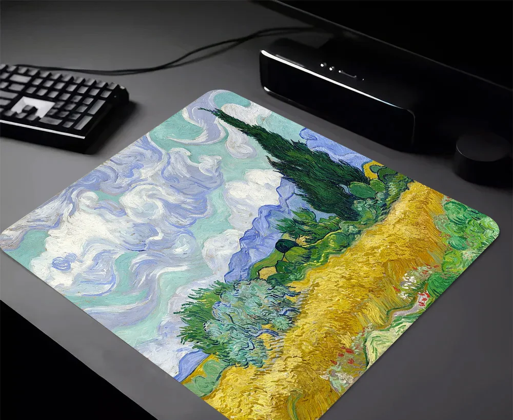 Van Gogh Almond Blossom Mouse Pad Non-Slip Desk Mat Office Home Oil Painting Style Mouse Carpet Rubber Base Desktop Pad maouse