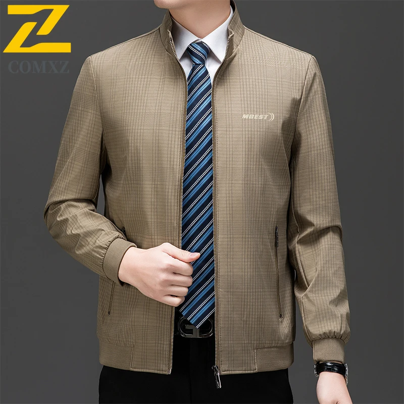 

2025 Trendy Baseball Jacket Male Business Stand Collar Windproof Outerwear Spring Autumn Retro Lightweight Breathable Coat