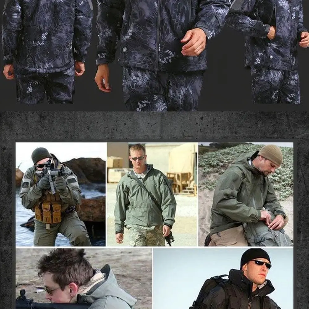 Outdoor Tactical Softshell Jacket Pants Set Winter Warm Thick Fleece Camouflage Sport Hiking Camping Windproof