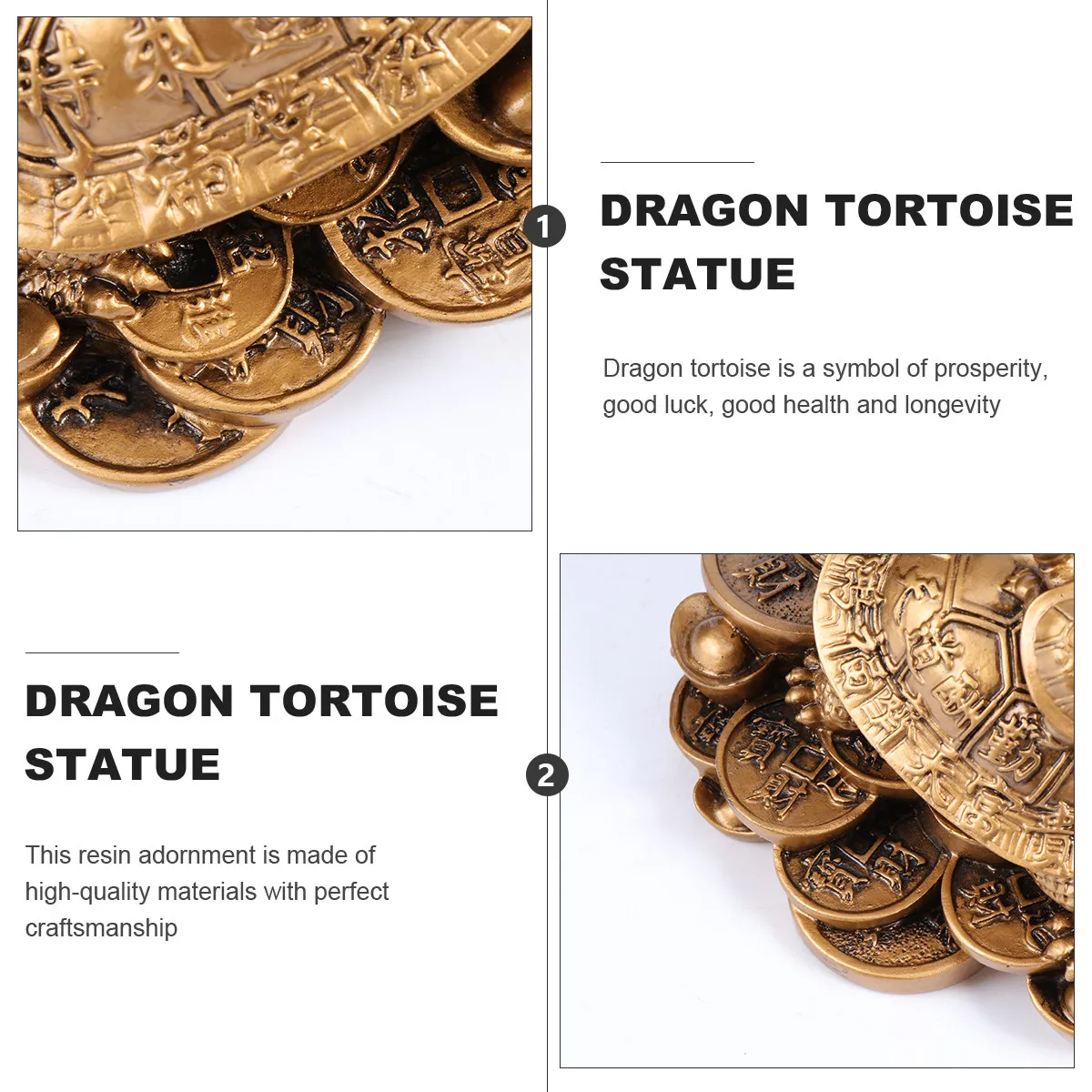 1Pcs Dragon Tortoise Ornament Effect Resin Adornment for Wealth Luck Health Longevity Home Office Decor Living Room