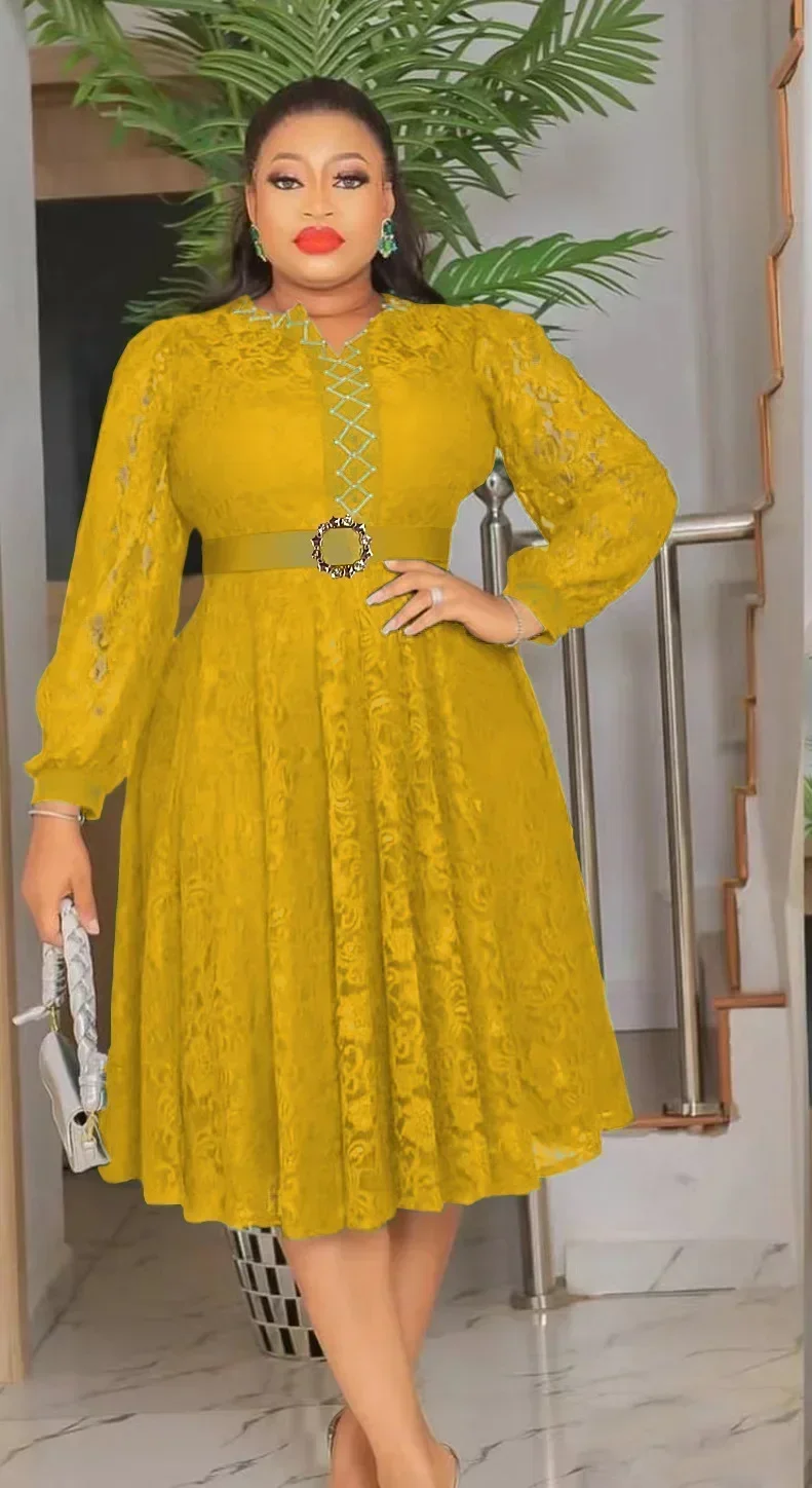 2024, вечерние платья в африканском стиле для женщин, летнее элегантное платье миди из полиэстера с длинными рукавами и v-образным вырезом, наряд, африканская одежда, платья