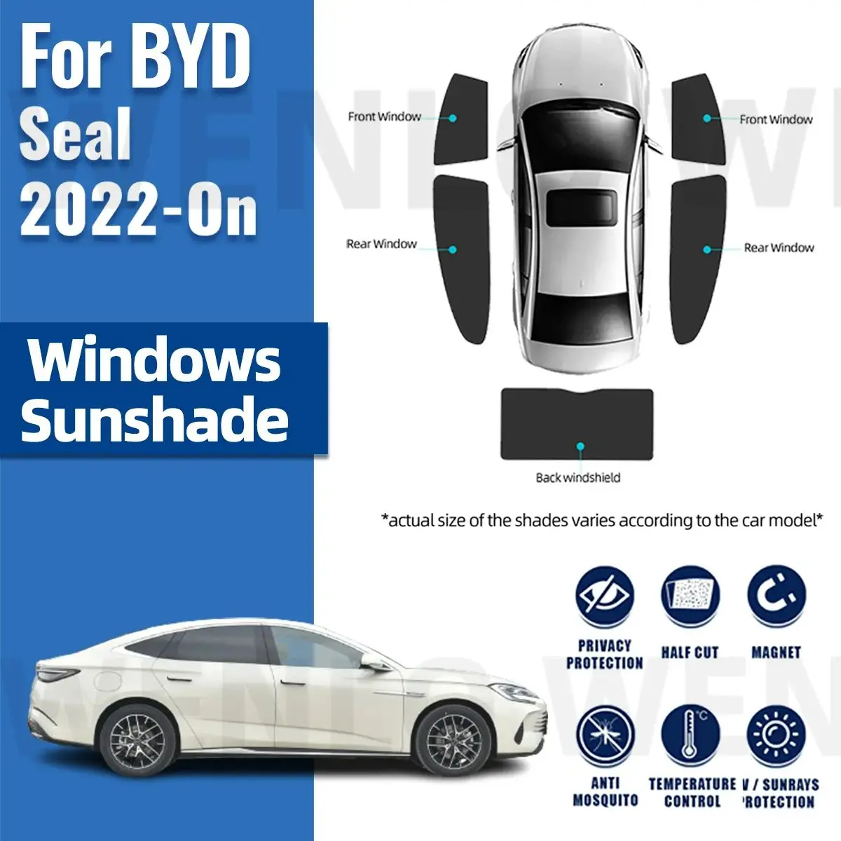 

For BYD Seal 2024 2022 2023 Car Sunshade Shield Magnetic Front Windshield Frame Blind Curtain Rear Side Window Sun Shade Visor