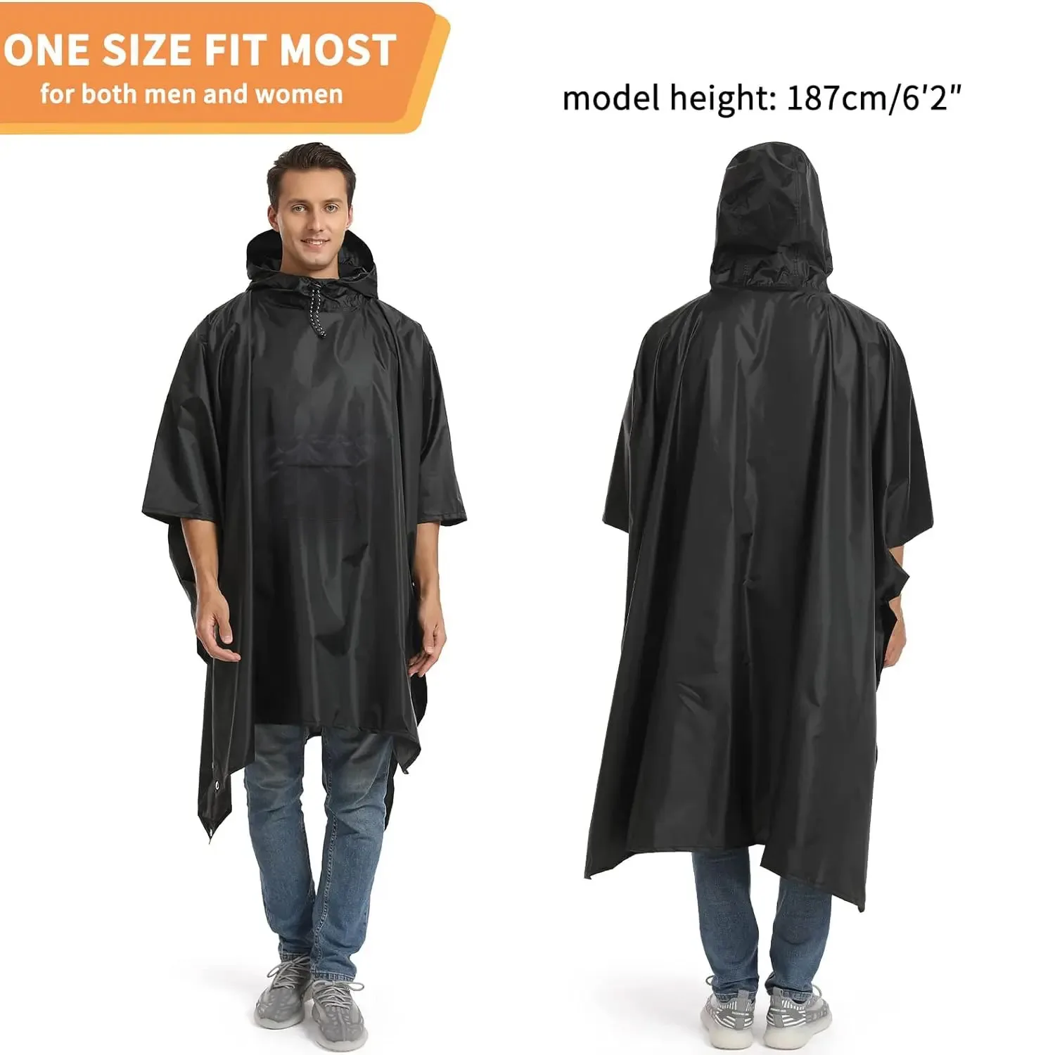 3in1 Full Poncho Adult Waterproof Cover Men\'s Folding Raincoats With Hood For Rain Male Poncho Coat Man Impermeable Trip Camping