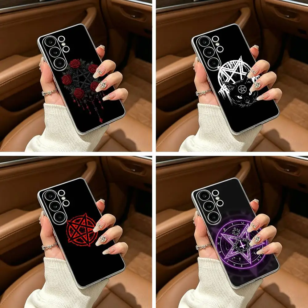 Gothic Satanic Pentagram Phone Case For Samsung S25,S24,S21,S22,S23,S30,Ultra,S20,Plus,Fe,Lite Transparent Cover