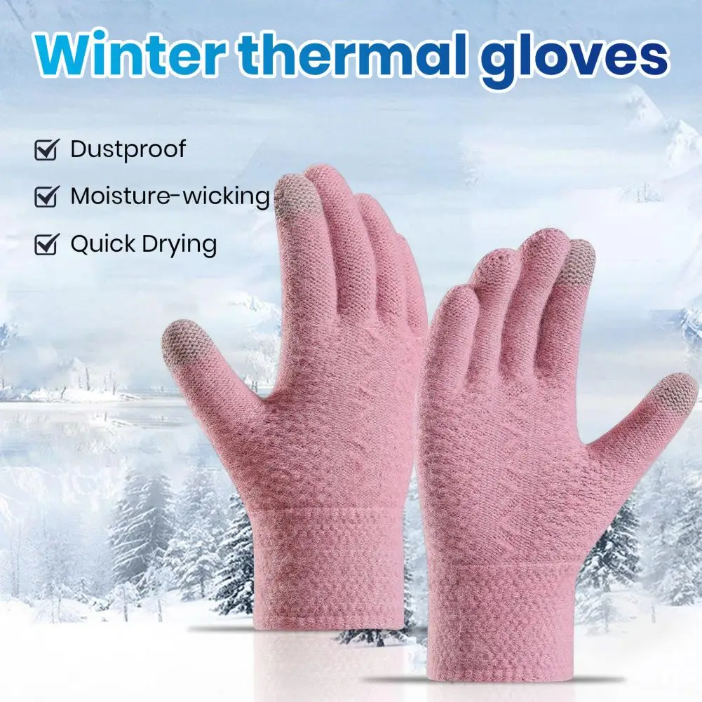 

Autumn Winter Knitting Gloves Ribbed Cuffs Knitted Gloves Cozy Stylish Knitting Gloves for Women Men Thickened Ribbed Cuffs