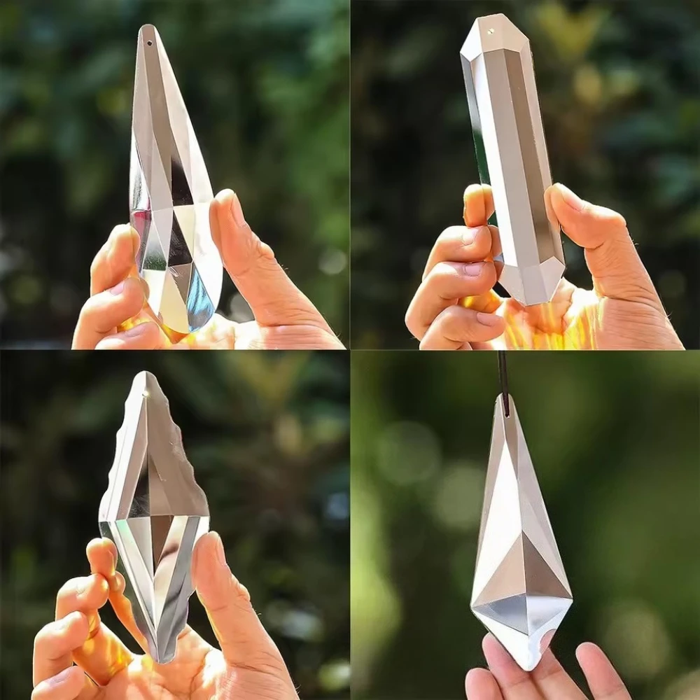 

120mm Rainbow Maker Pendant Single-Sided Iridescent Crystal Prism Lucky Chandelier Part Home Garden Christmas Decoration