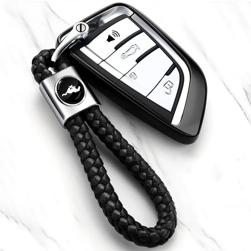 Car Carbon Fiber Keychain Zinc Alloy Keyrings Accessories For Ford Mustang 2005 2006 2007 2008 2009 2016 GT Mach-E 2013 Escala