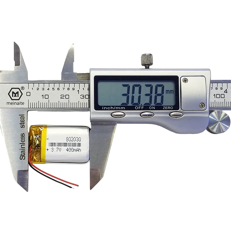 Reliable Rechargeable 802030 3.7V 400mAh Li-ion Battery for Wearable Devices, LED Gadgets, and Compact Electronics