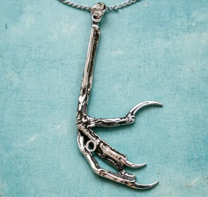 Gothic Claw Talon Necklace Goth Vintage Raven Bird Skull Foot Pendant Punk Jewelry