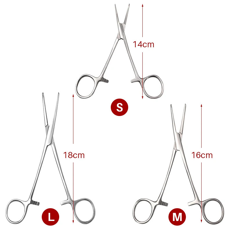 Pinzas hemostáticas rectas dentales de acero inoxidable, herramienta quirúrgica para dentista, 14cm, 16cm, 18cm, 1 unidad