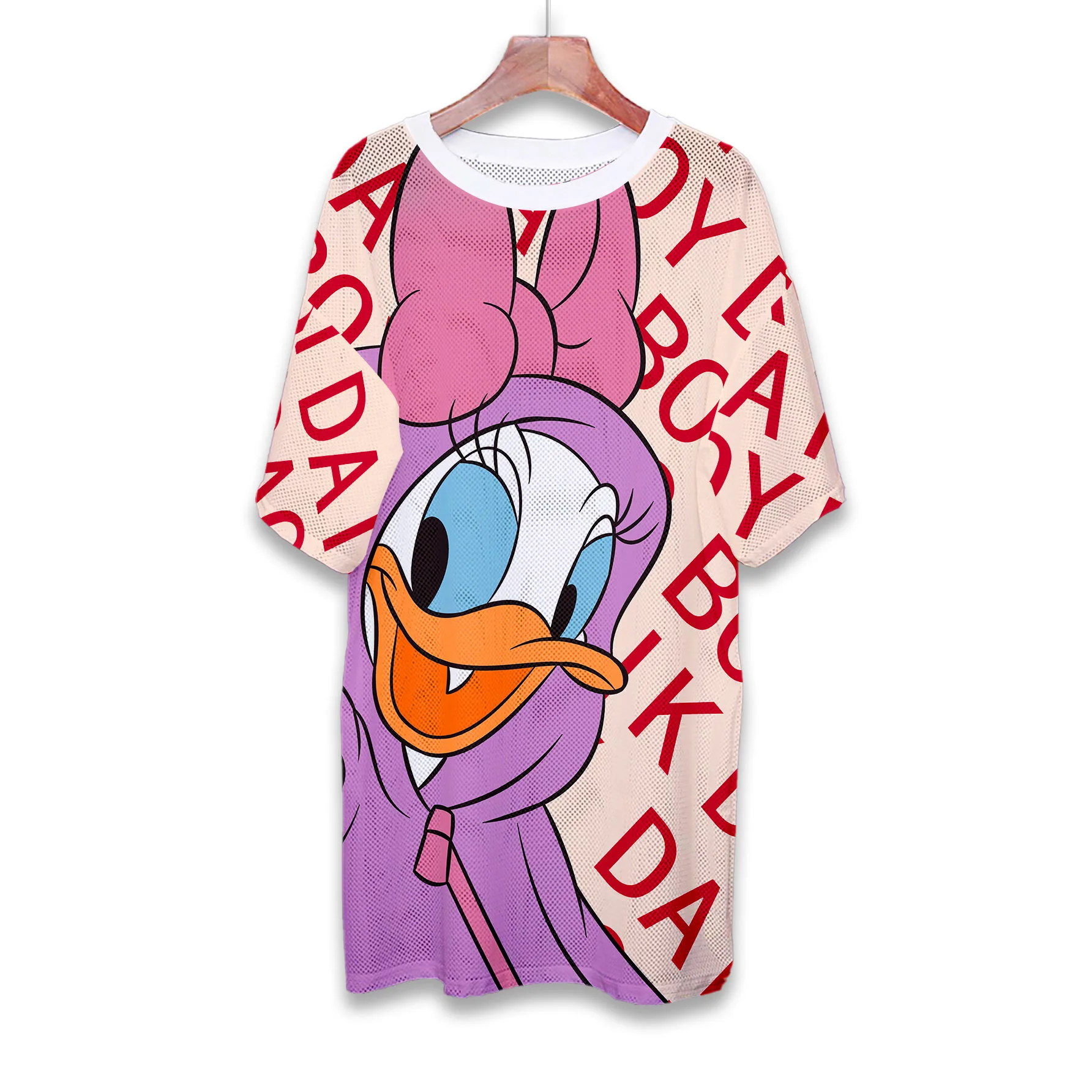 Donald Duck Daisy Nightdress Disney Summer Loose Women\'s Short Sleeve Cartoon Ice Silk Mesh Quick Dry Pajamas Nightdress