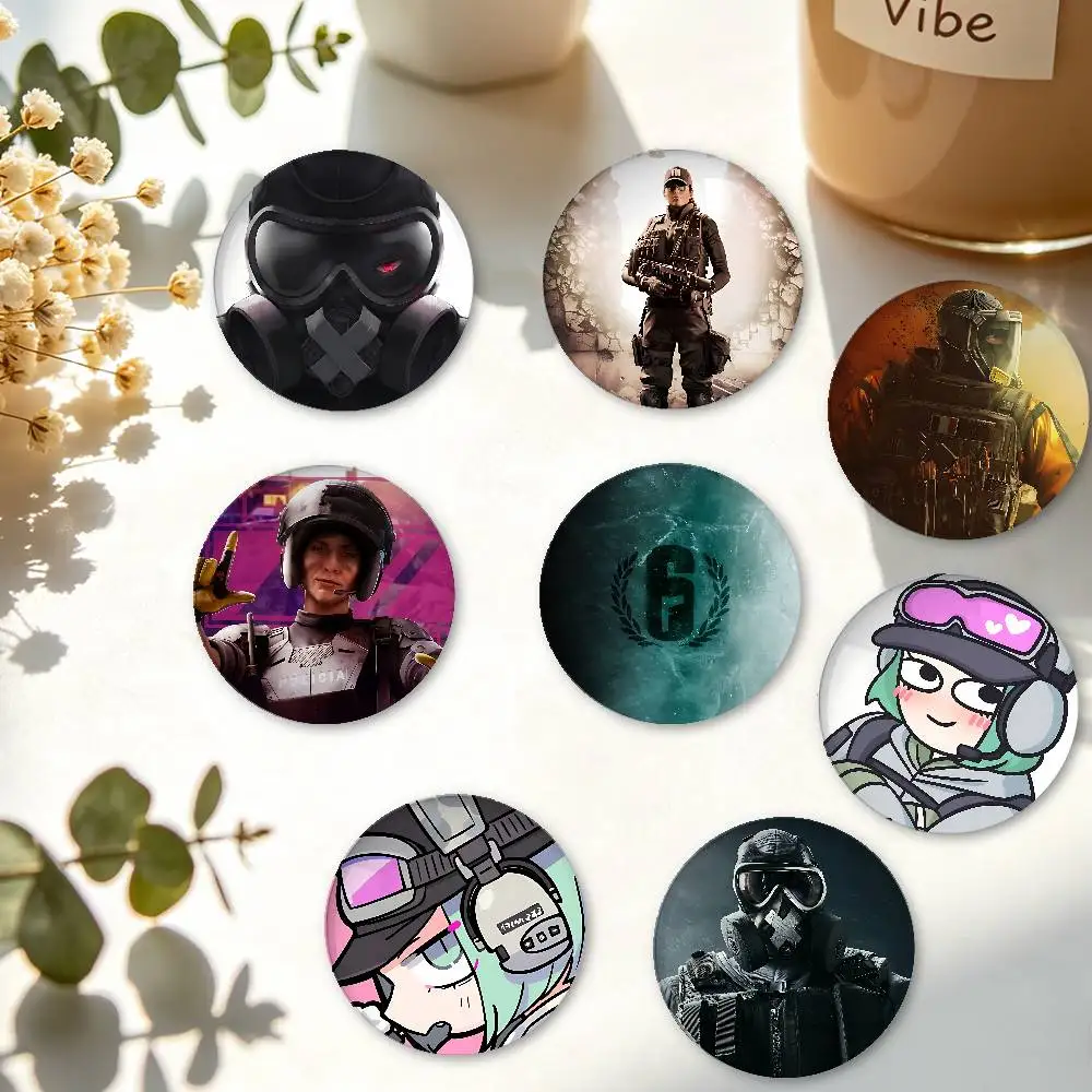 Game Rainbow S-Six-S-Sieges Badges Creative Tinplate Button PinsBrooch Creative Quotes Badge Clothes Gift For Kids Friends