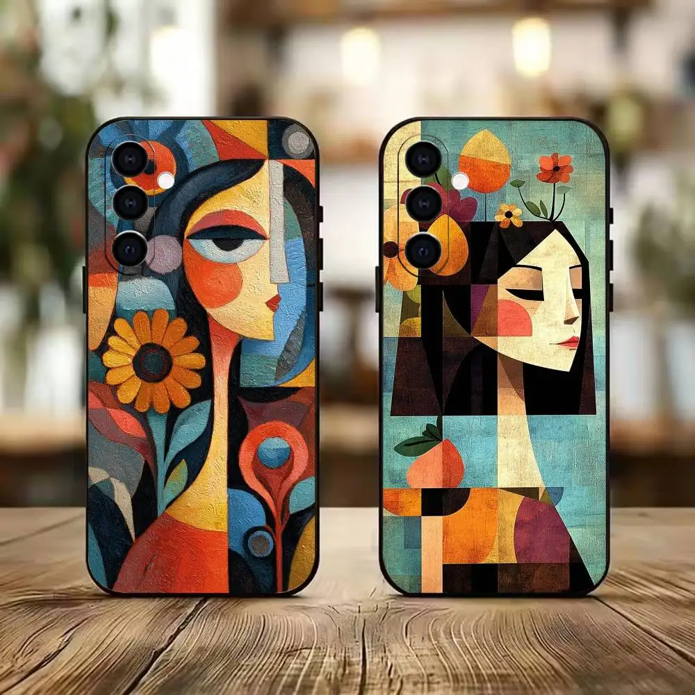 Picasso A-Abstract Art Painting  Phone Case Black Silicone Soft For Samsung A73,A72,A71,A70,A53,A52,A51