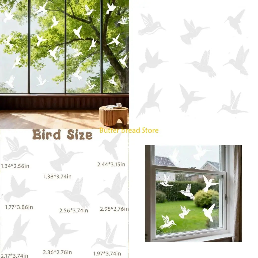 W89C 9Pcs/pack Clear Sticker Bird Safety Sticker Set For Preventing Window Collision
