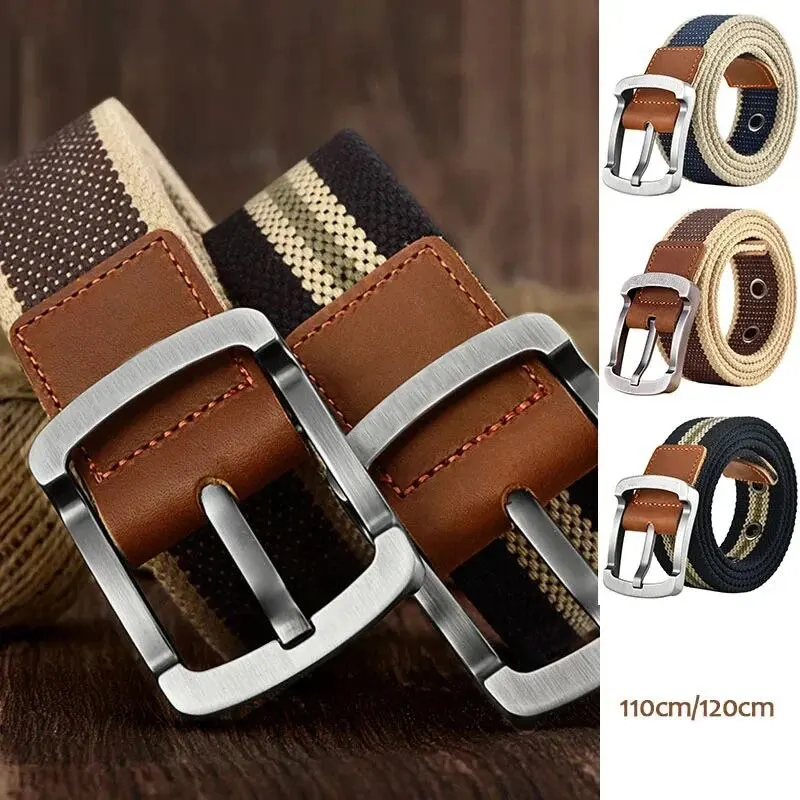 Fashionable and Trendy Canvas Belt Mens and Womens Belt Casual Belt Student Youth Cargo Pants Needle Buckle Wide Belt