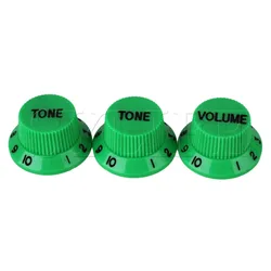 3x Top Hat Hut UFO Bell Control Knob 1 Volume 2 Tone for Electric Guitar Green