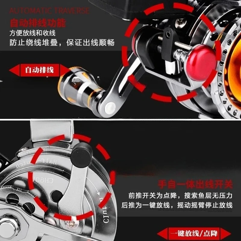 CNC All‑Metal Fishing Reel With One‑Touch Slow‑Drop Function, Precision Fishing Line Reel Saltwater Freshwater Fishing Gear