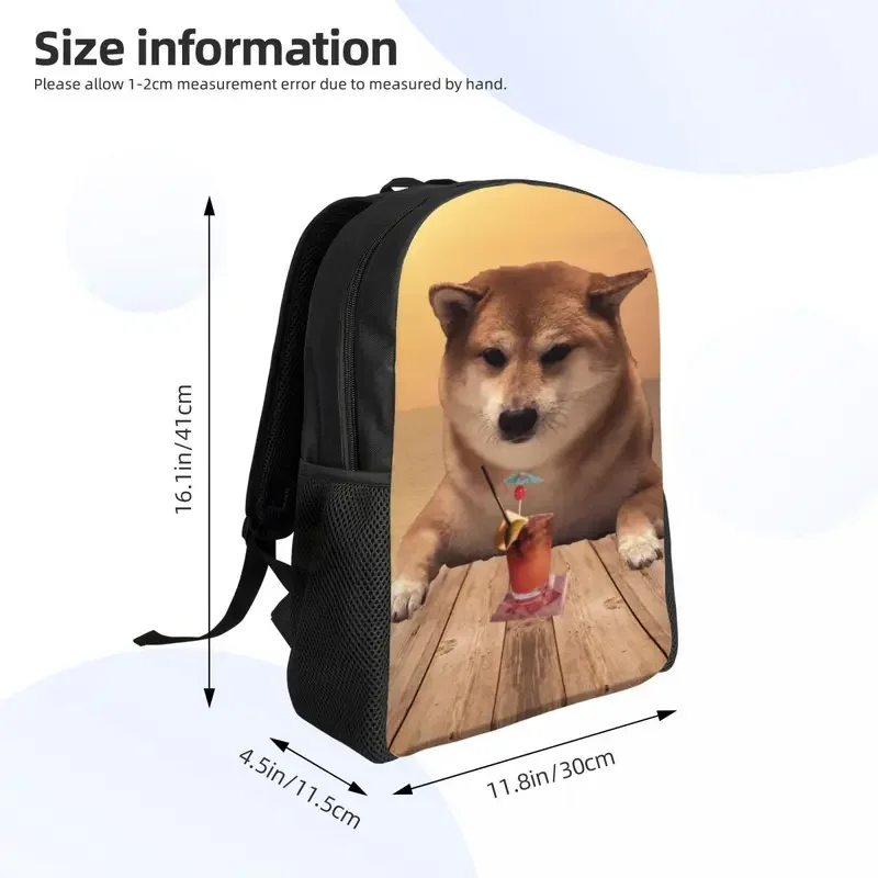 Mochila Cheems On The Vacation para mujeres y hombres, bolsa de libros para estudiantes universitarios, se adapta a computadora portátil de 15 pulgadas, bolsas Shiba Inu Doge