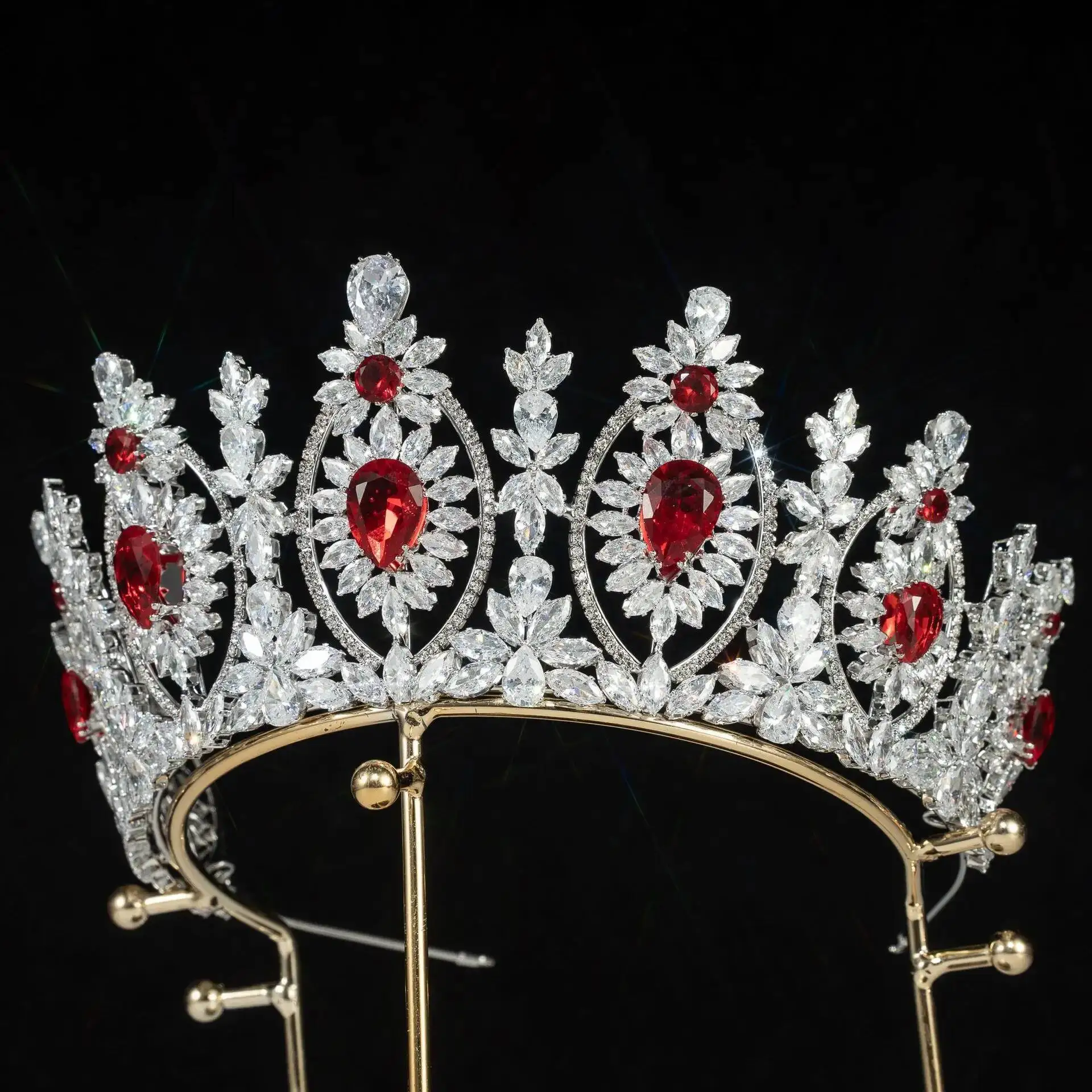 

Королевский большой королевский свадебный головной убор в стиле барокко 5А с кубическим цирконием, короны для женщин, диадема, украшения для волос, головной убор