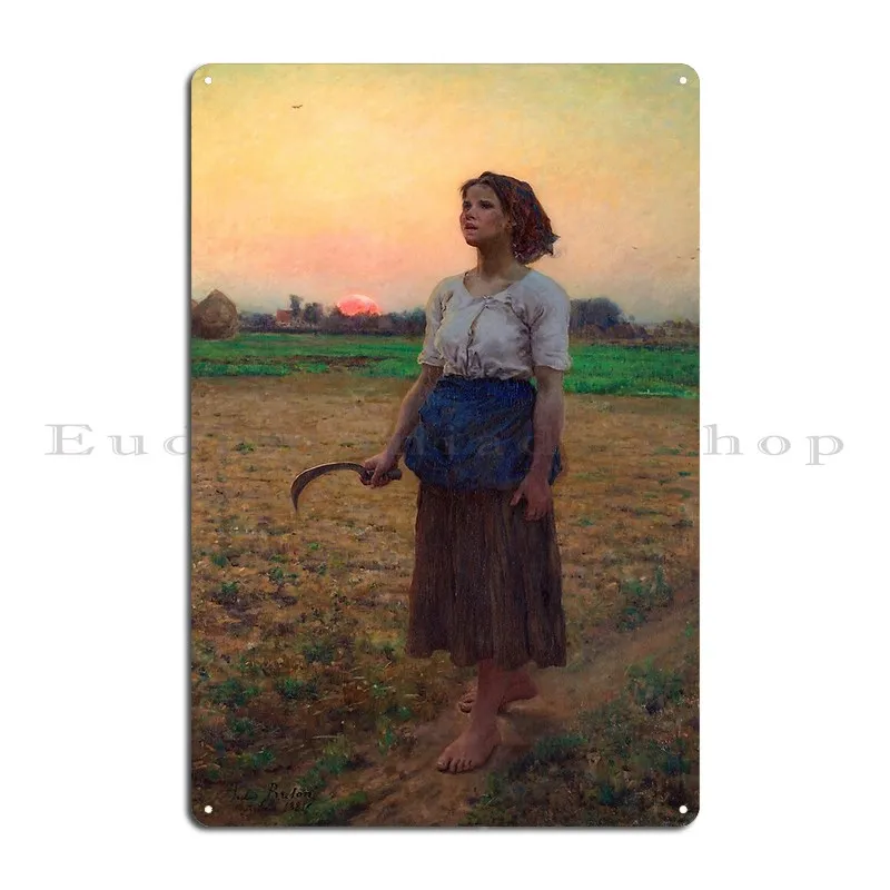 Jules Breton Song Of The Lark Metal Plaque Cinema Painting Wall Decor Print Wall Decor Tin Sign Poster