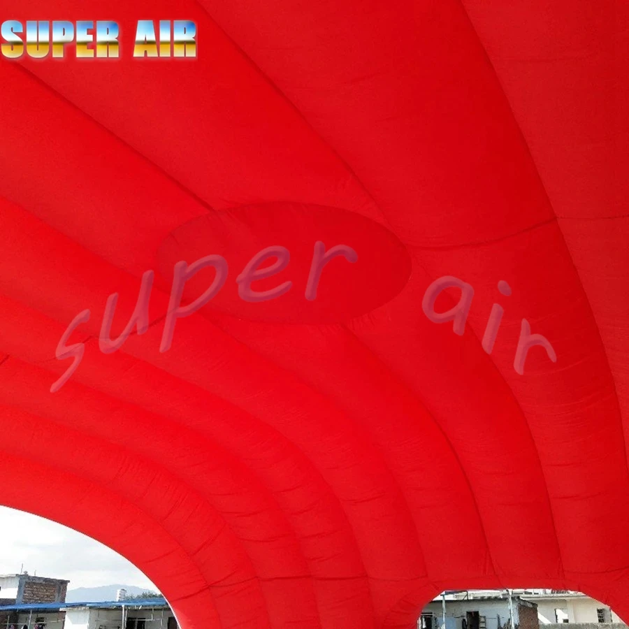 Casita inflable personalizada para Tartas, carpa curva roja y blanca, apertura de forma irregular con parte superior