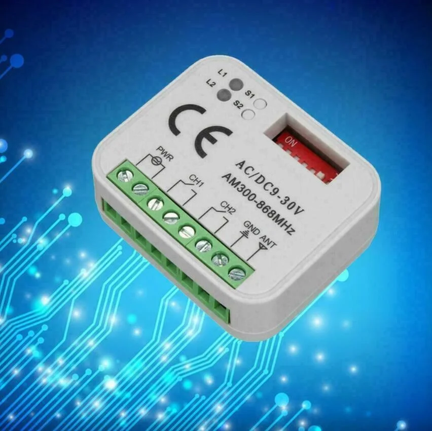 

2CH Multi AC/DC 433 a 900 Mhz RF Door Receiver Gate Garage Module 12V 24V 110V 220V 230V Controller Fixed Rolling Code 433.92mhz