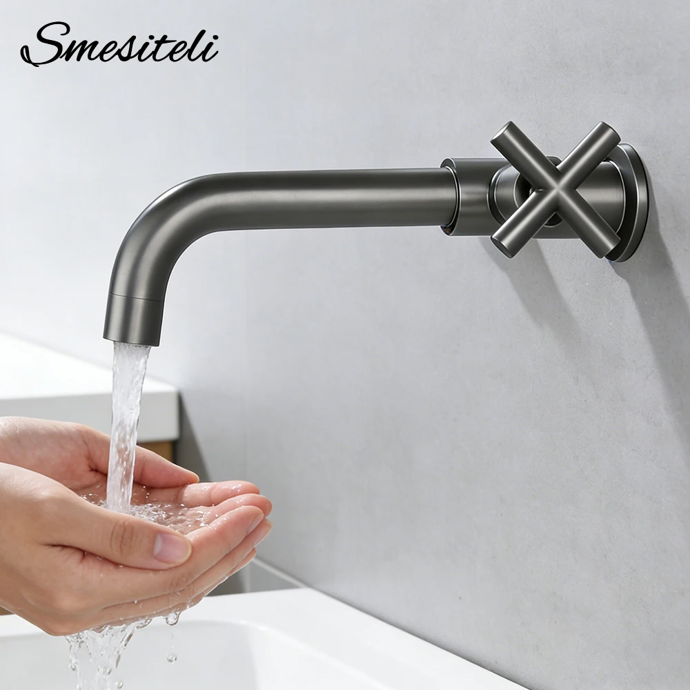 

Настенный кран для холодной воды, латунный, с крестообразной ручкой, для бассейна, сада, ванной комнаты, с одним отверстием, подключение G1/2