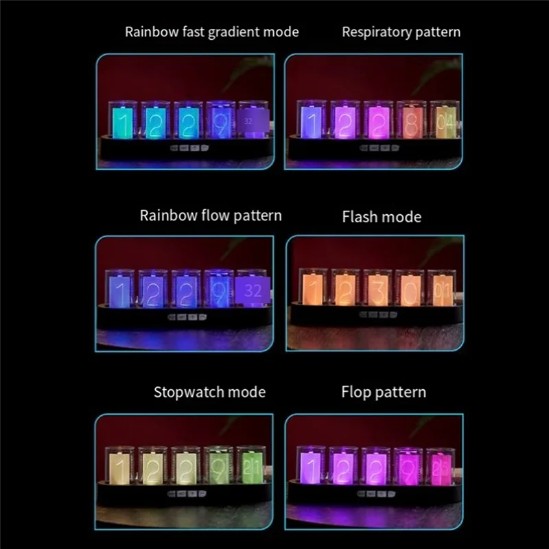 Reloj Digital de tubo Nixie con luz LED RGB que brilla para decoración de escritorio del hogar, Idea DIY, regalo de cumpleaños, Color madera duradero y reutilizable