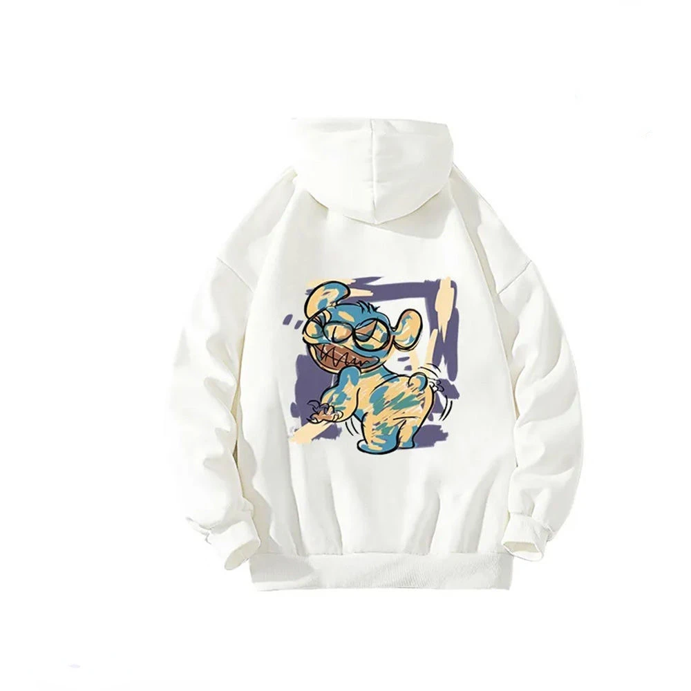 Stitch Bedrukte Stijl Capuchon Hoodie Sweatshirt Mannen En Vrouwen Paren Dragen Hetzelfde Paragraaf Gewatteerde Jasje Vrijetijdskleding Cadeau