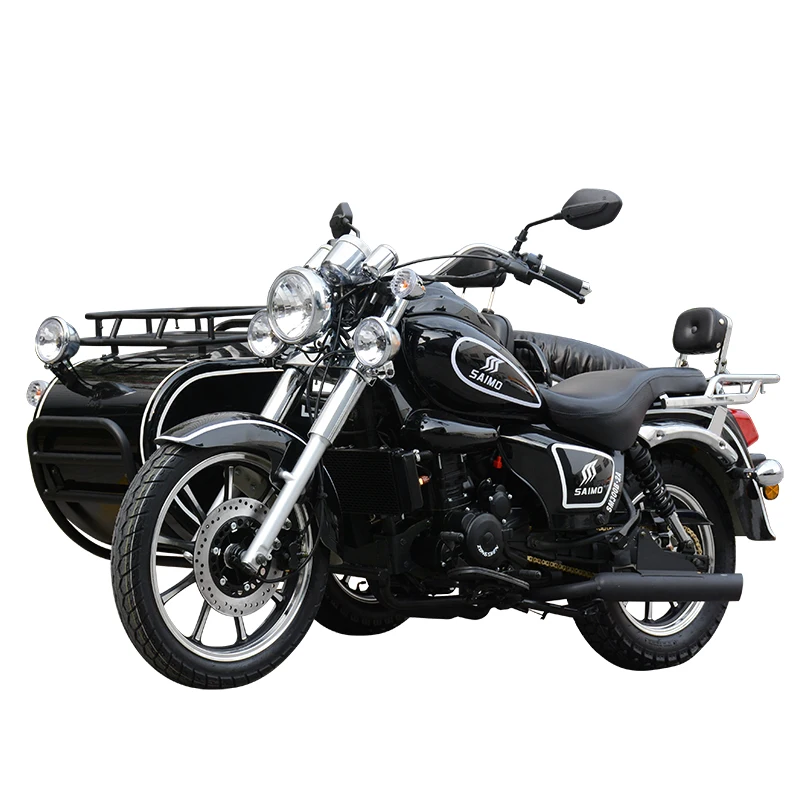 Three wheeled motorcycle with 300cc gasoline engine, side car passenger cargo