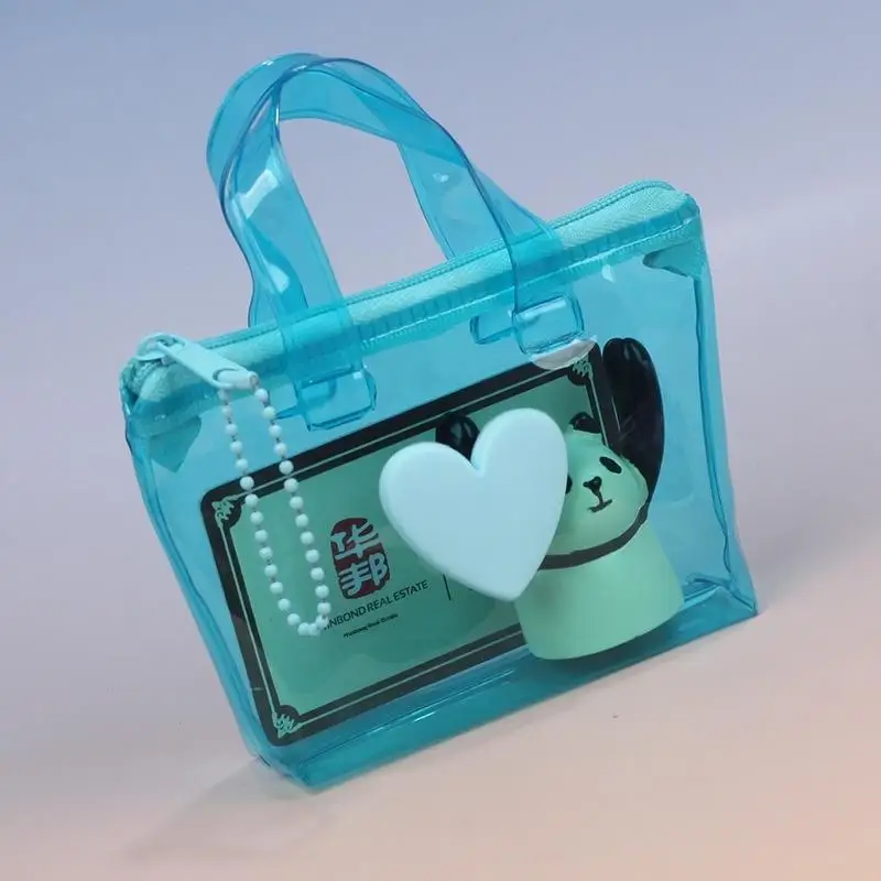 Solid Color Heart-Shaped Storage Bag Mini Waterproof Coin Purse Handheld Keychain Earphone Bag