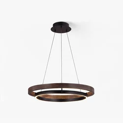 Nordic antique chandelier with wood grain color living room and dining room circular ring light