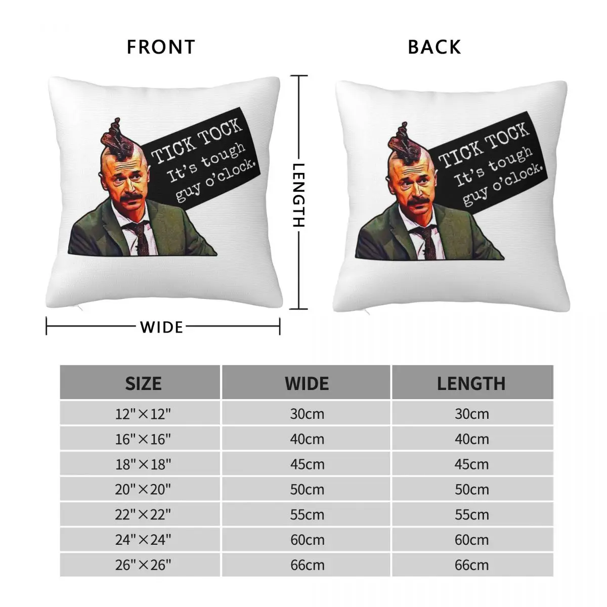 Tick Tock It's Tough Guy O'Clock Mike Wozniak Square Pillowcase Polyester Linen Velvet Pattern Zip Throw Pillow Bed Cushion Case