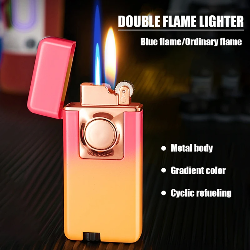 NEW Double Fire Two Way Metal Jet And Normal  Switch Flame Torch Cigar Lighter Creative Personality Men Gift