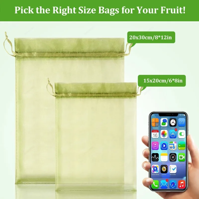 20pcs Grapes Fruit Protection Bags Plant Grow Bags with Drawstring Reusable Grape Grow Bags Vegetable Strawberry Garden Tools