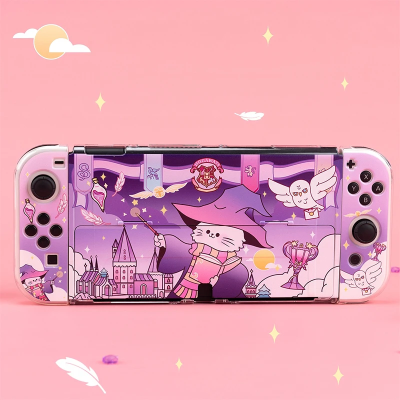 

Switch Oled Case Cute Magic Cat Oled Case Protective Shell Hard Cover NS Joy-con Console Housing For Nintendo Switch Accessories