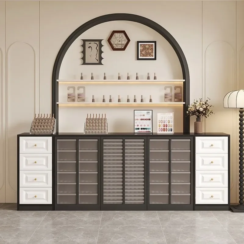Nail Art Storage Cabinet Display Stand with Drawers for Nail Glue Polish Oil Organizer Locker Shelf for Nail Shop