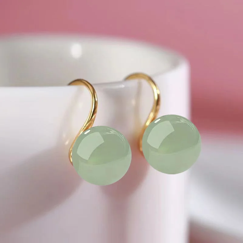 Senlissi- Retro Palace Ohrstecker aus 925er Sterlingsilber für Damen, 12 mm, natürliche Hotan-Jade-Ohrringe, 18-Karat-Ohrringe, feiner Perlenschmuck, Geschenke – Detail 15