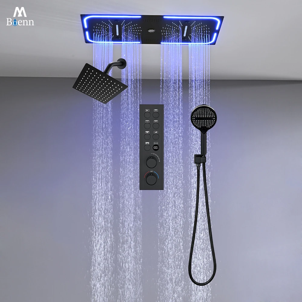 M Boenn Lovers' Shared Shower Set System Bathroom Ceiling Multi-functions Romantic 64-Color Ambient Lighting Shower Column Heads
