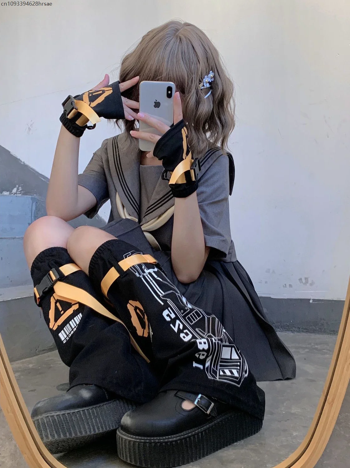 

Japanese Spicy Girls Cyberpunk Element Leg Covers Hand Gloves Subculture Y2K Lolita Long Socks Boot Cuffs Socks Women Leg Warmer