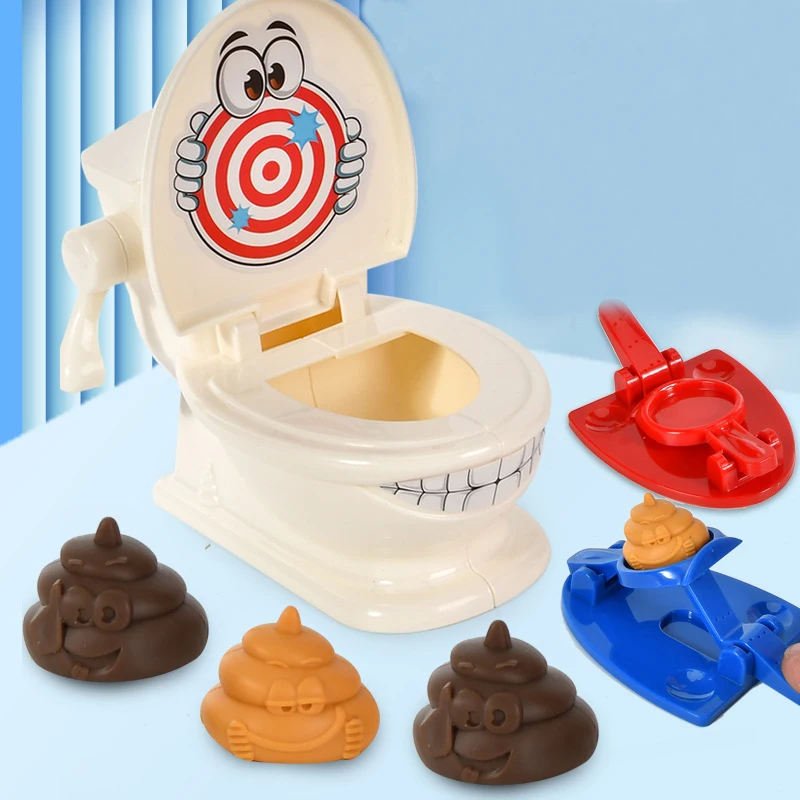 Ejection Toilet Joke Toy Stool Toilet Seat Two-Person Interactive Battle Table Game Spoof Poops Fun Simulation Toys for Kids